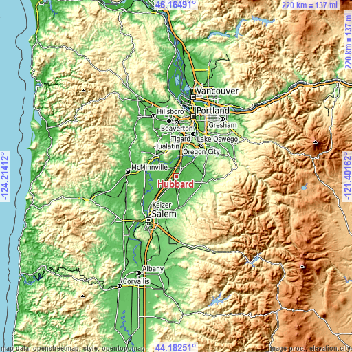 Topographic map of Hubbard