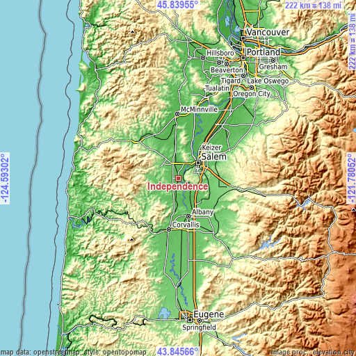 Topographic map of Independence