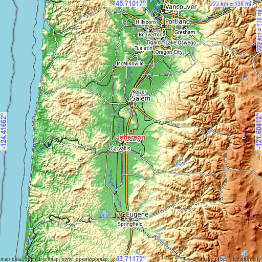 Topographic map of Jefferson