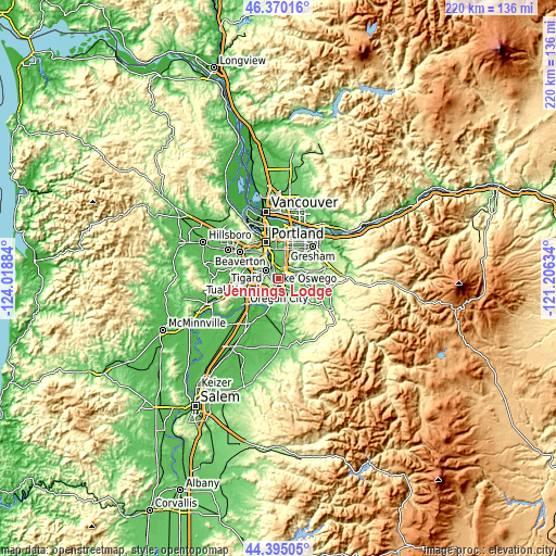 Topographic map of Jennings Lodge