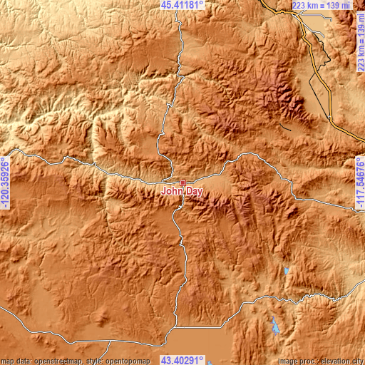 Topographic map of John Day