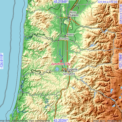 Topographic map of Junction City