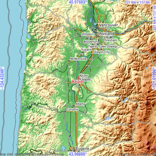 Topographic map of Keizer