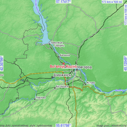 Topographic map of Bol’shoye Kozino