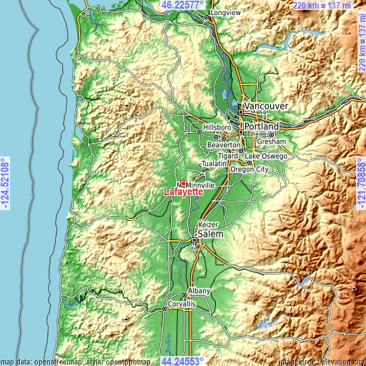 Topographic map of Lafayette