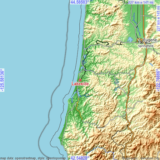 Topographic map of Lakeside