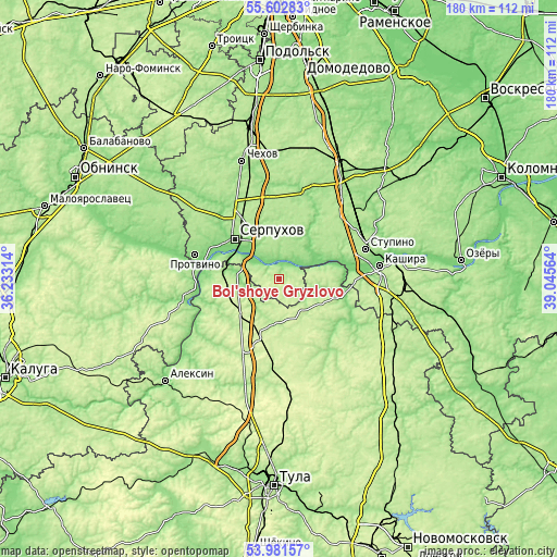 Topographic map of Bol’shoye Gryzlovo