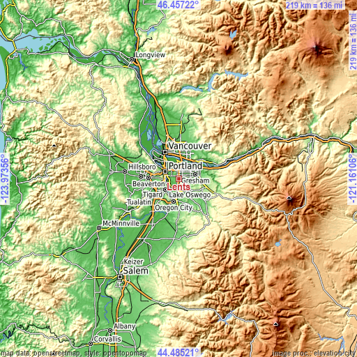 Topographic map of Lents