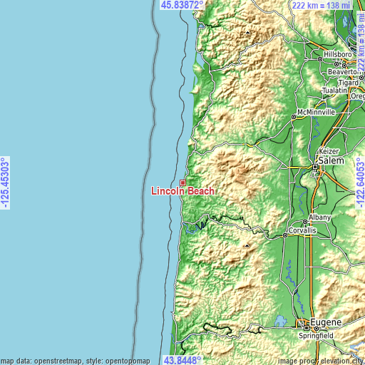 Topographic map of Lincoln Beach