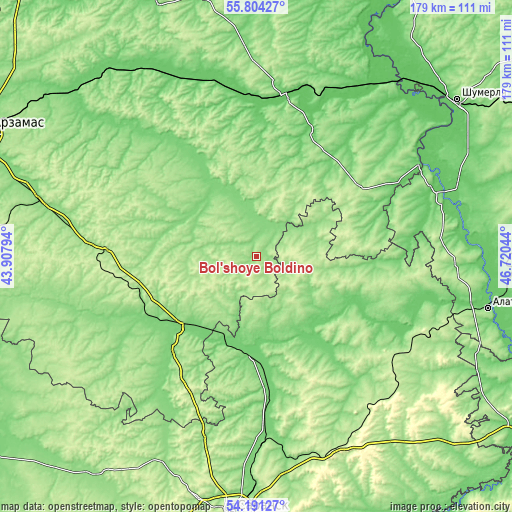 Topographic map of Bol’shoye Boldino