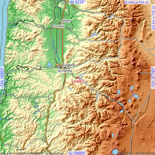 Topographic map of Lowell