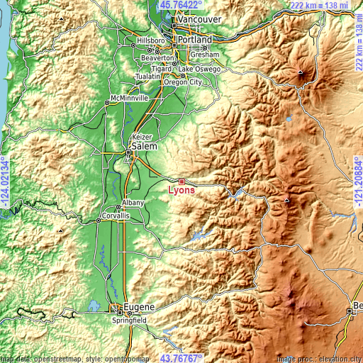 Topographic map of Lyons