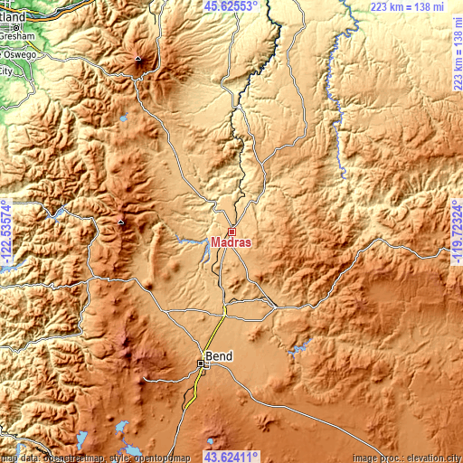 Topographic map of Madras