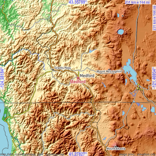 Topographic map of Medford