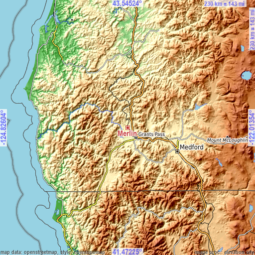 Topographic map of Merlin