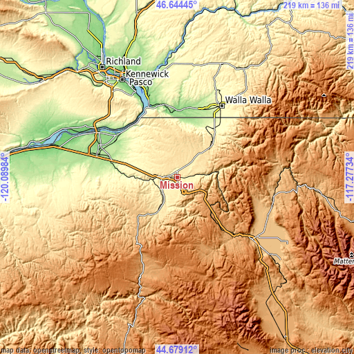 Topographic map of Mission