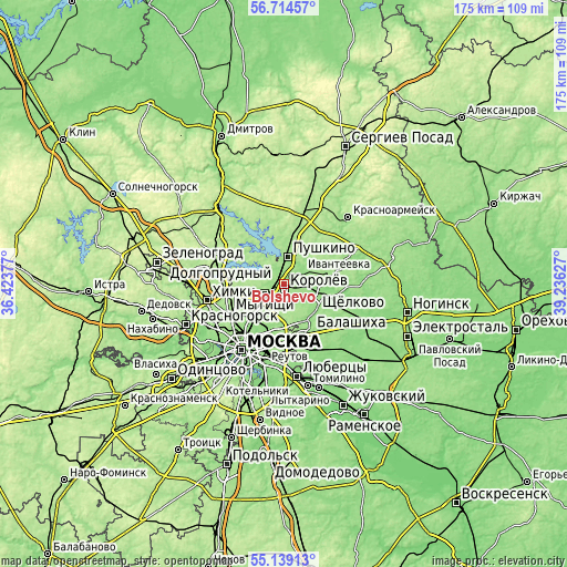 Topographic map of Bolshevo