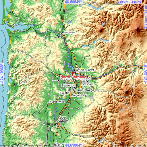Topographic map of North Portland