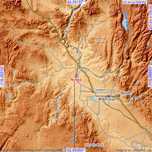 Topographic map of Nyssa