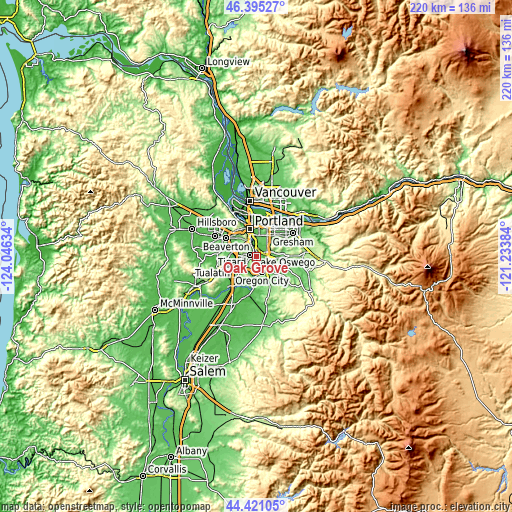 Topographic map of Oak Grove