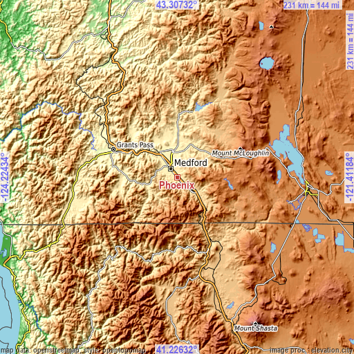 Topographic map of Phoenix