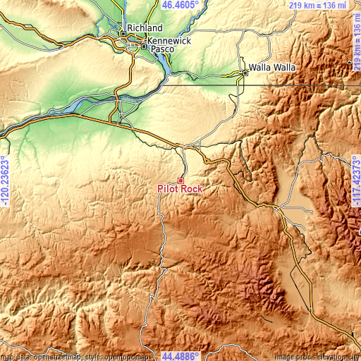 Topographic map of Pilot Rock