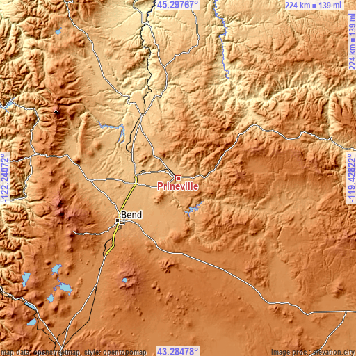 Topographic map of Prineville