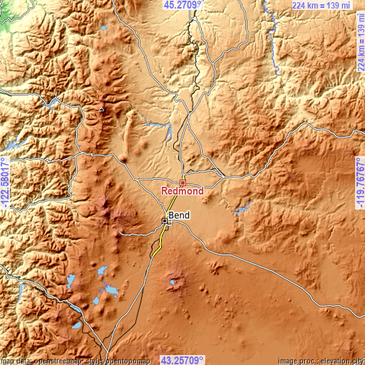 Topographic map of Redmond