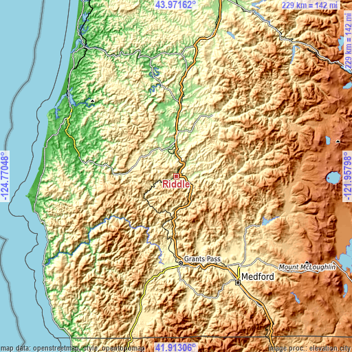 Topographic map of Riddle