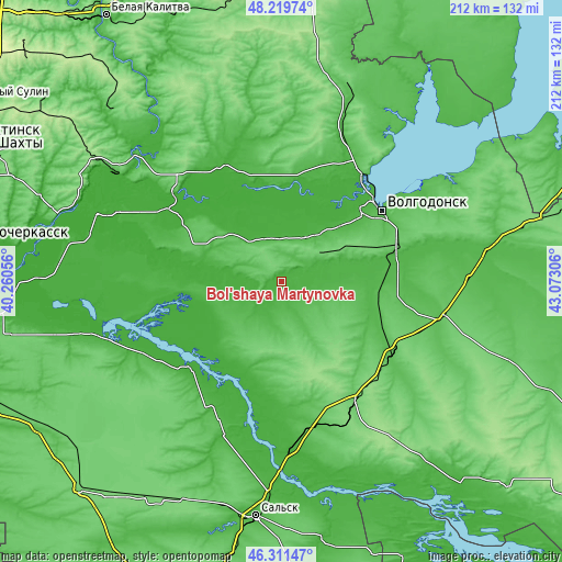 Topographic map of Bol’shaya Martynovka