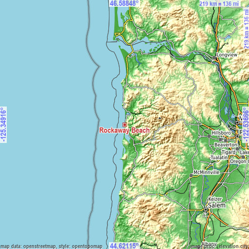 Topographic map of Rockaway Beach