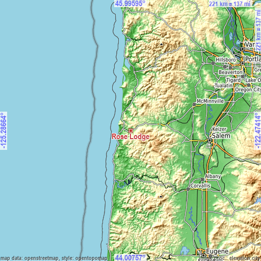 Topographic map of Rose Lodge