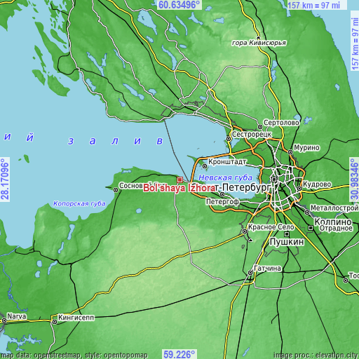 Topographic map of Bol’shaya Izhora