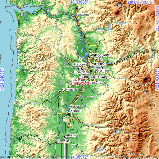 Topographic map of Sherwood