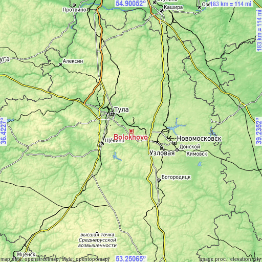 Topographic map of Bolokhovo