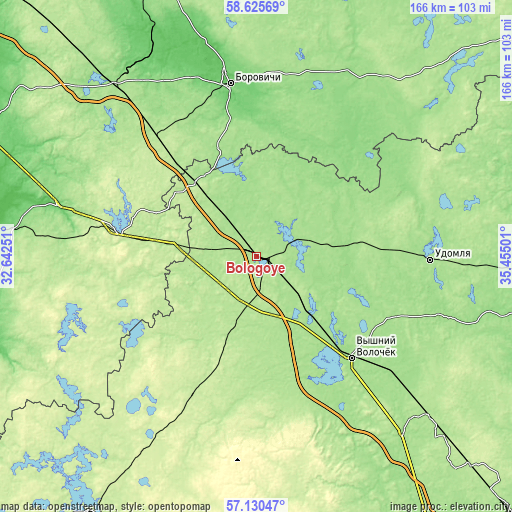 Topographic map of Bologoye