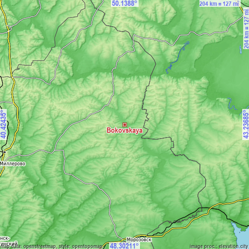 Topographic map of Bokovskaya