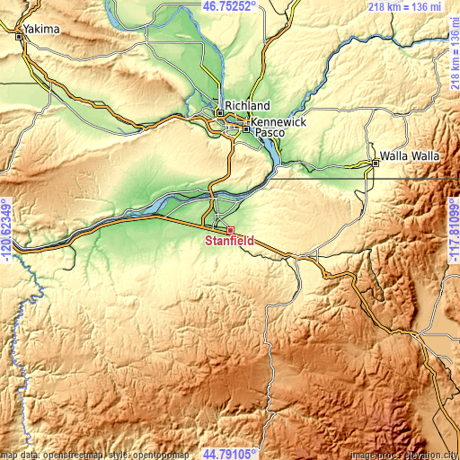 Topographic map of Stanfield