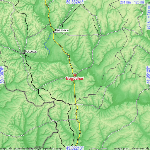 Topographic map of Boguchar