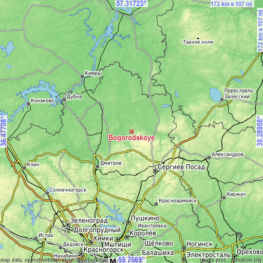 Topographic map of Bogorodskoye