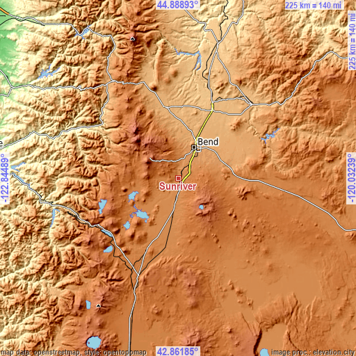 Topographic map of Sunriver