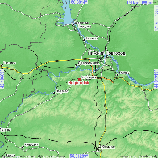 Topographic map of Bogorodsk