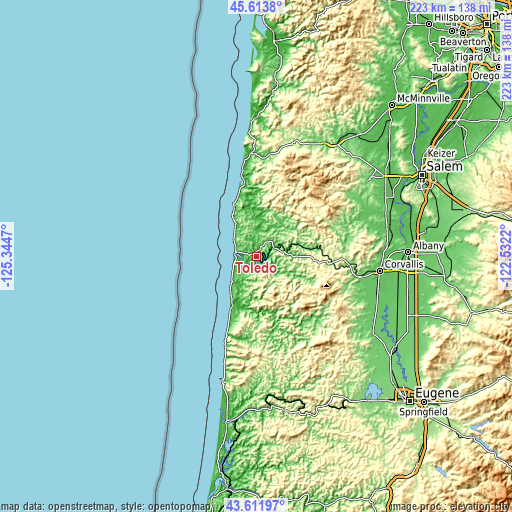 Topographic map of Toledo