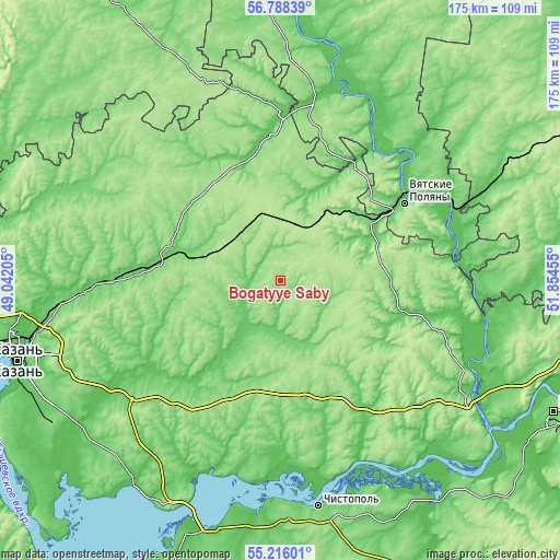 Topographic map of Bogatyye Saby