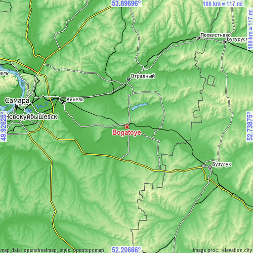 Topographic map of Bogatoye