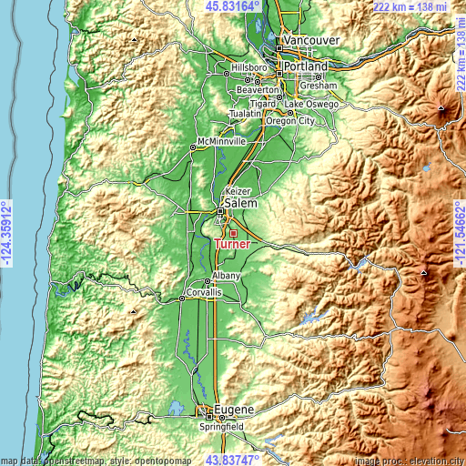 Topographic map of Turner