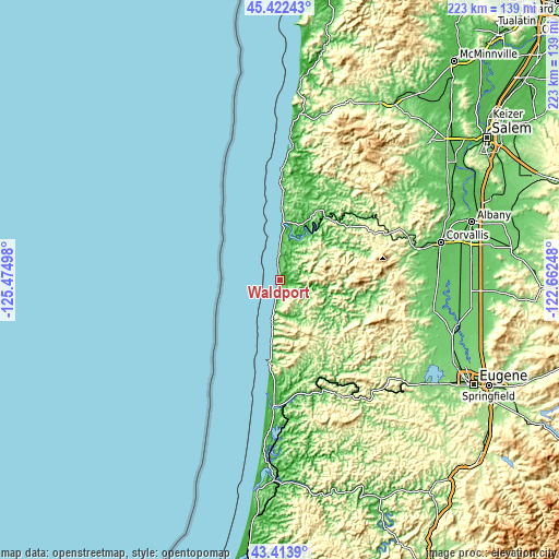 Topographic map of Waldport