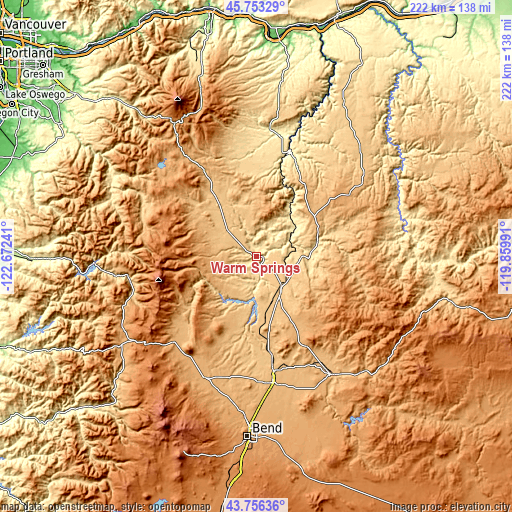 Topographic map of Warm Springs