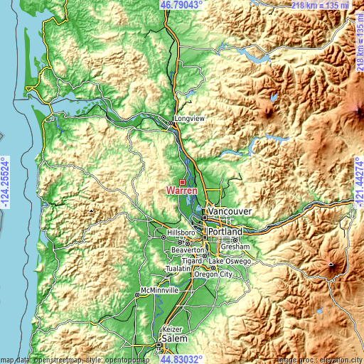 Topographic map of Warren