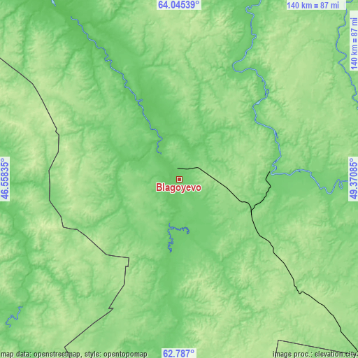 Topographic map of Blagoyevo